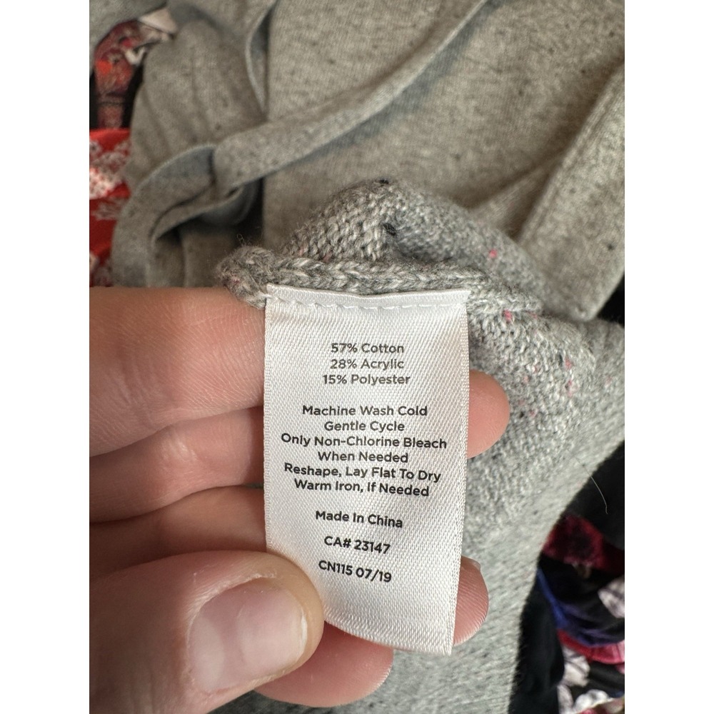 Talbots Gray Knit Sweater Dress Tie Waist Long Sleeve Midi Cozy Minimalist Work - Picture 9 of 10